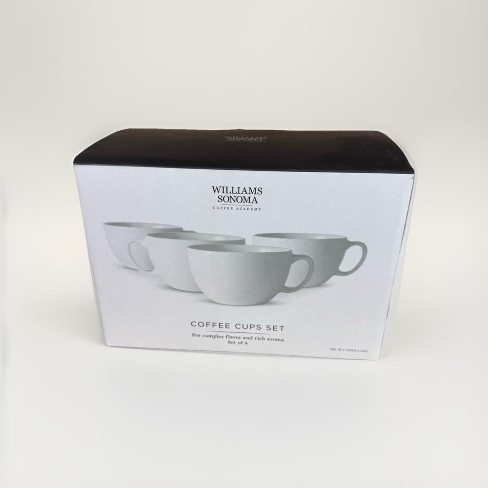 Williams Sonoma Coffee Academy CoffeeCups Set of 4 White NIB New
